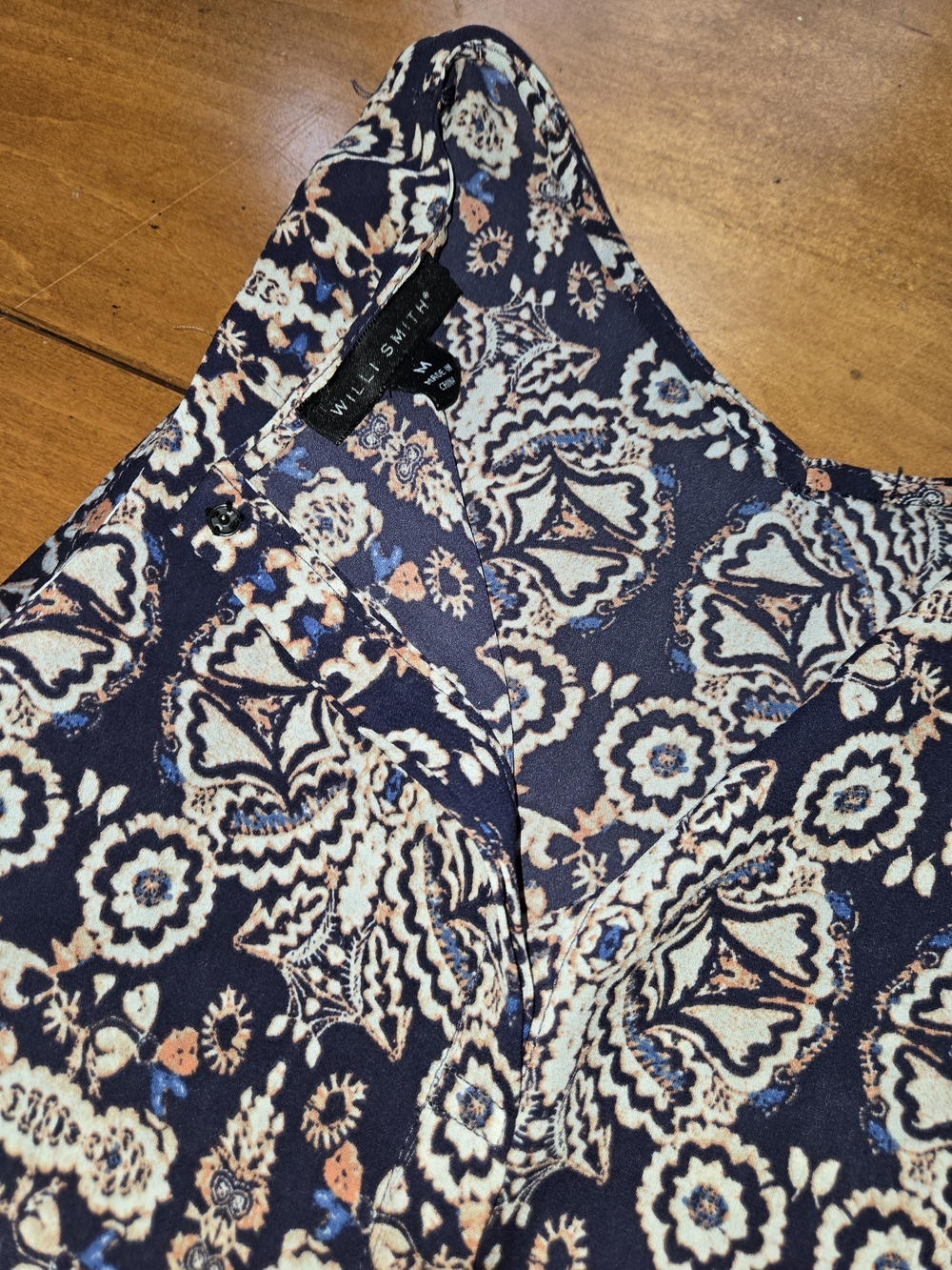 Willi Smith Navy Floral Tank Top - Picture 2 of 3